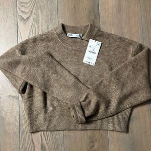 NWT Cropped camel sweater